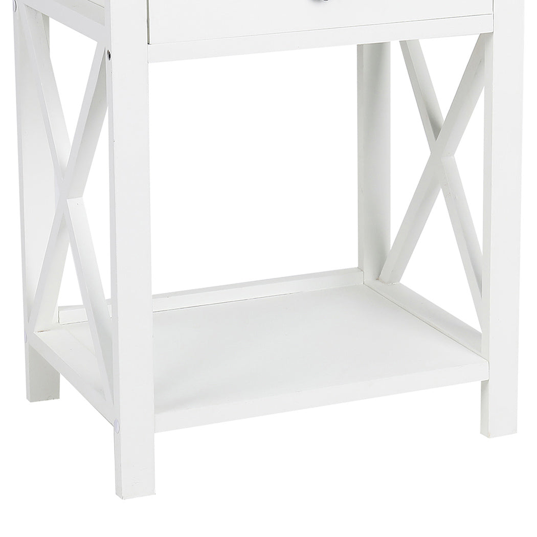 2x Bedside Tables Drawers Side