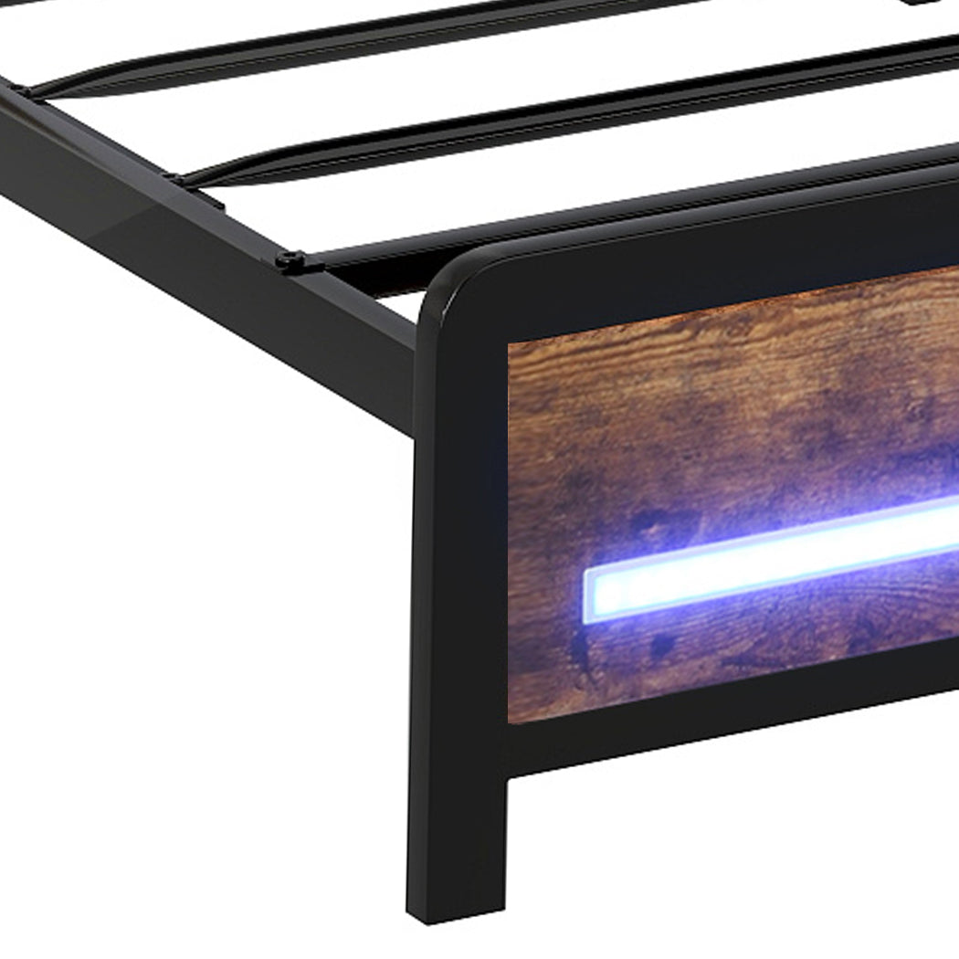 Single Bed Frame Storage Industrial 209x92x109cm