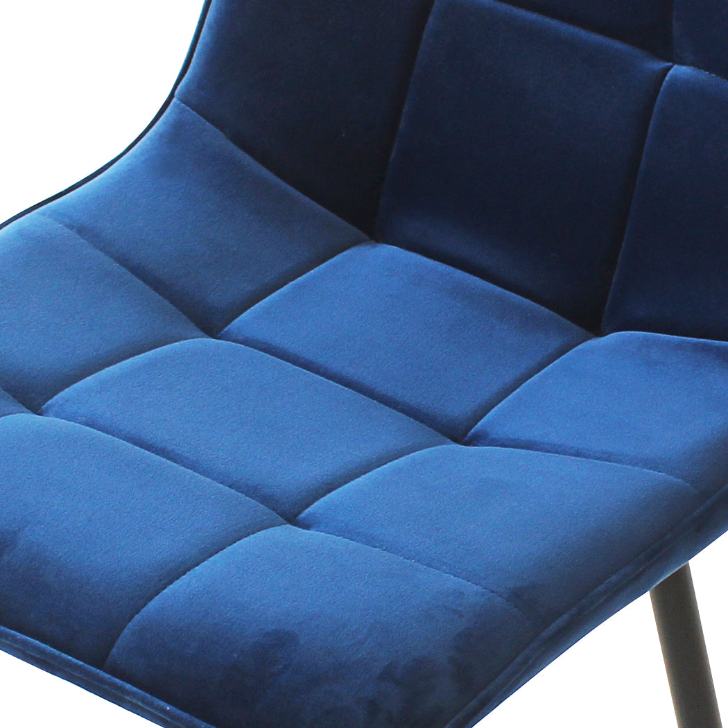 Stylish 4x Dining Chairs Kitchen Velvet Blue  Sleek Modern Look