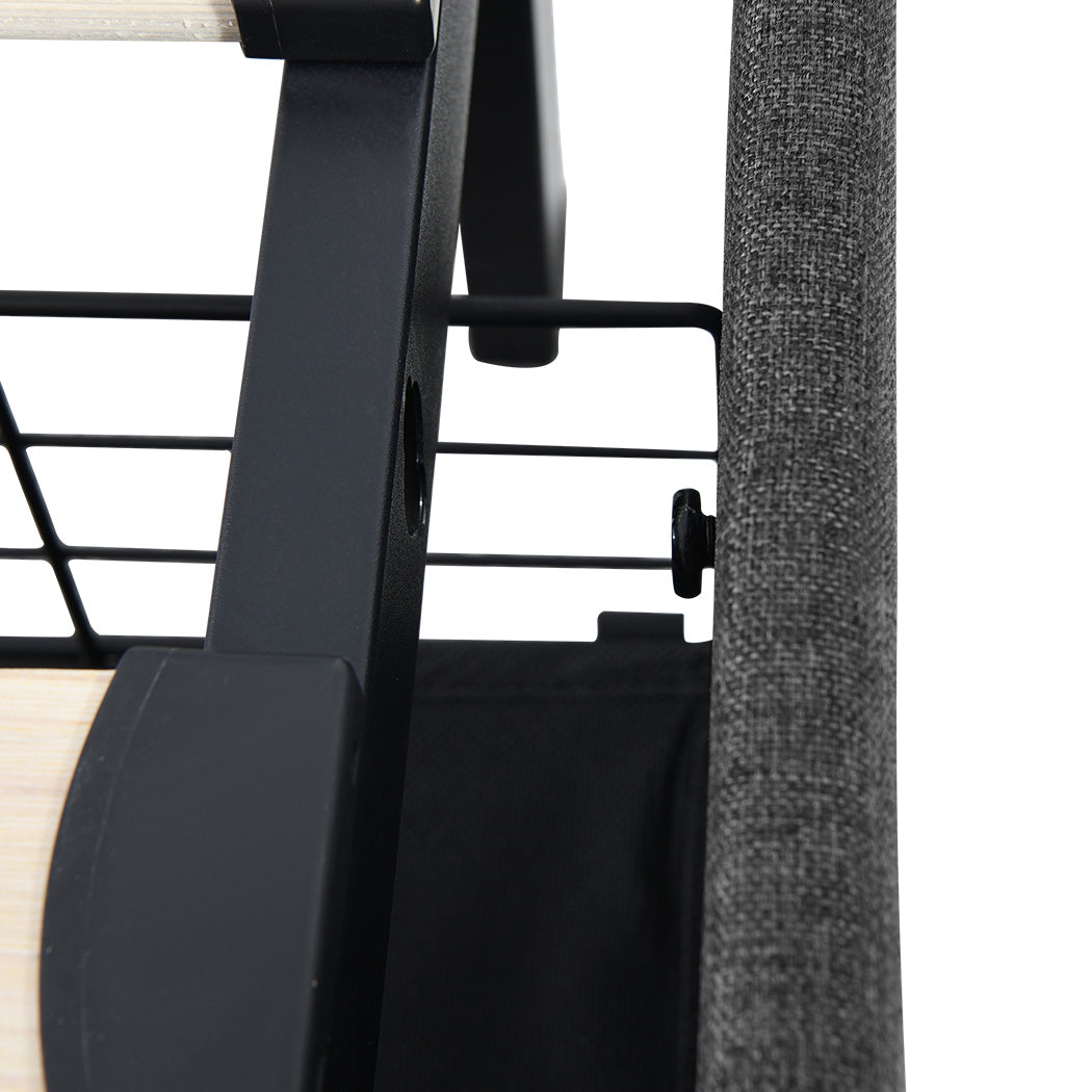King Bed Frame With Fabric Storage Drawer And LED USB