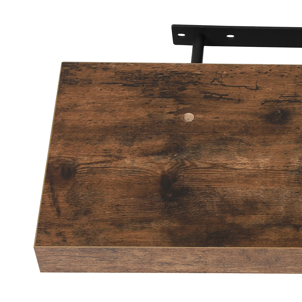 Floating Wall Shelves Set of 2 Brown MDF | Simpledeals
