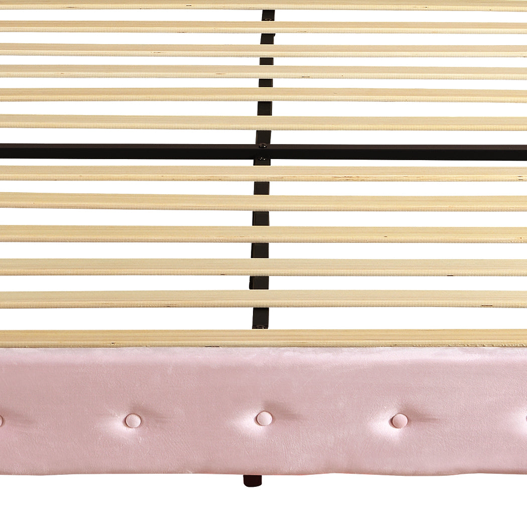 Floating Bed Frame LED Headboard Pink 204x92x112.5cm