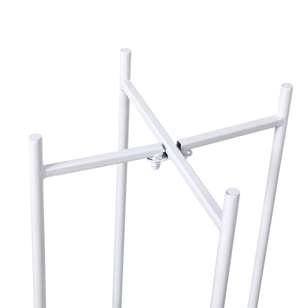 2 Tiers Plant Stand Metal Flower White Medium
