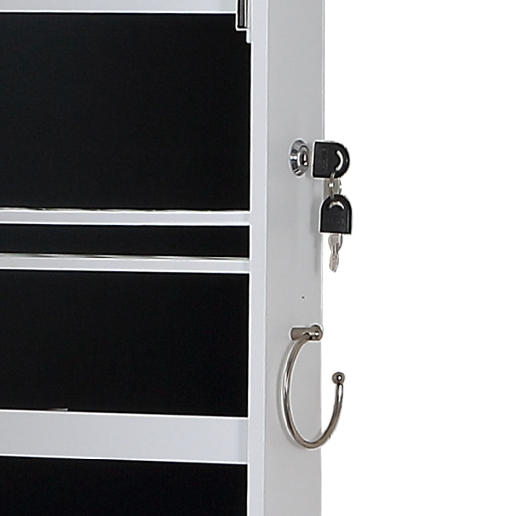 Mirrored Jewellery Cabinet Storage Organizer with Lock Stand