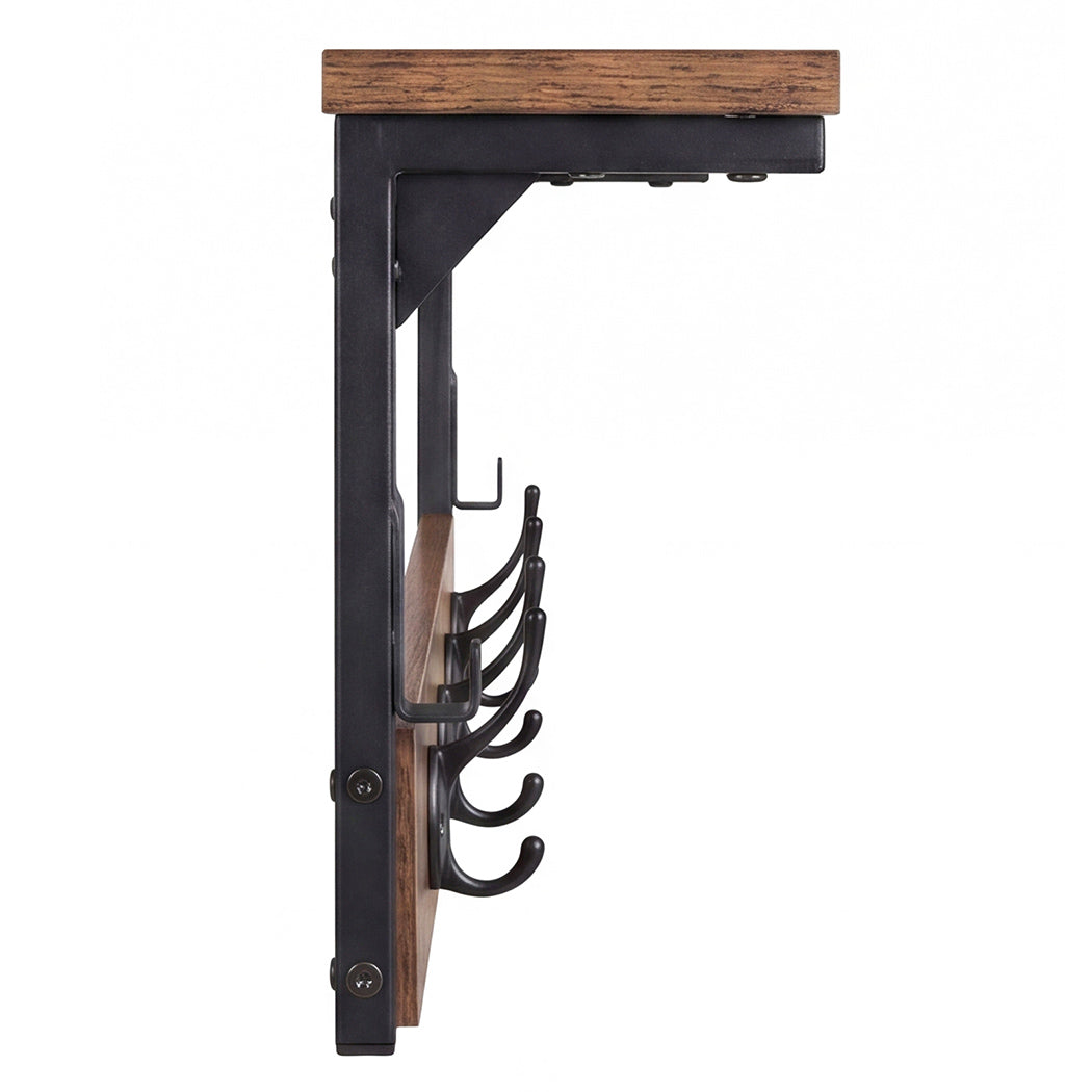 Wall Mounted Coat Rack Shelf 7 Hooks | Simpledeals