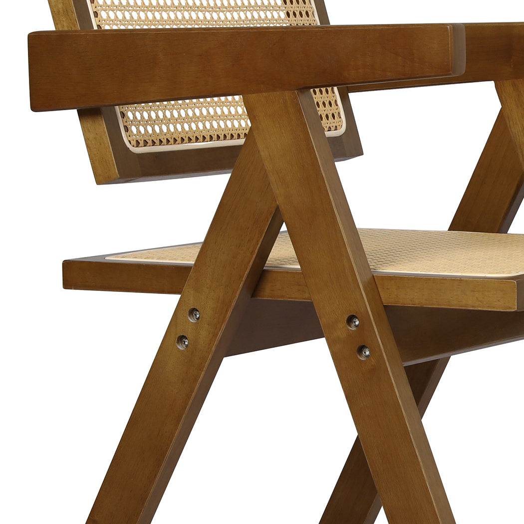 Minimalist 6x Walnut Wicker Armchair Dining Chair  Space-Saving