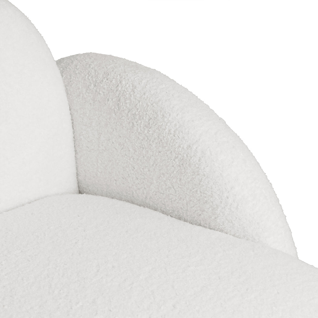 Stylish Sofa Chair Fleece Upholstered Single White  Adjustable Height