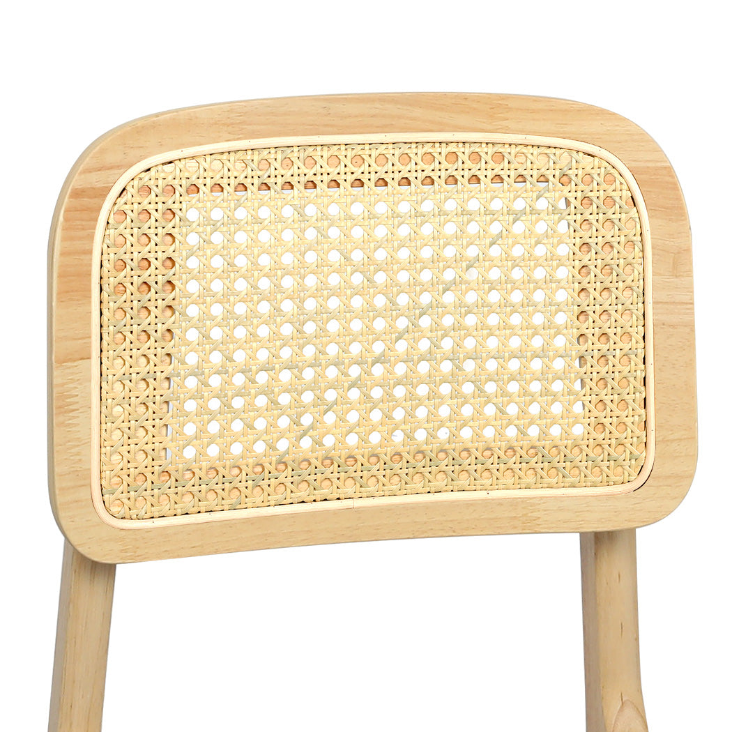 Premium 2x Dining Chair Wood Rattan Armless Natural  Foldable | Natural colour