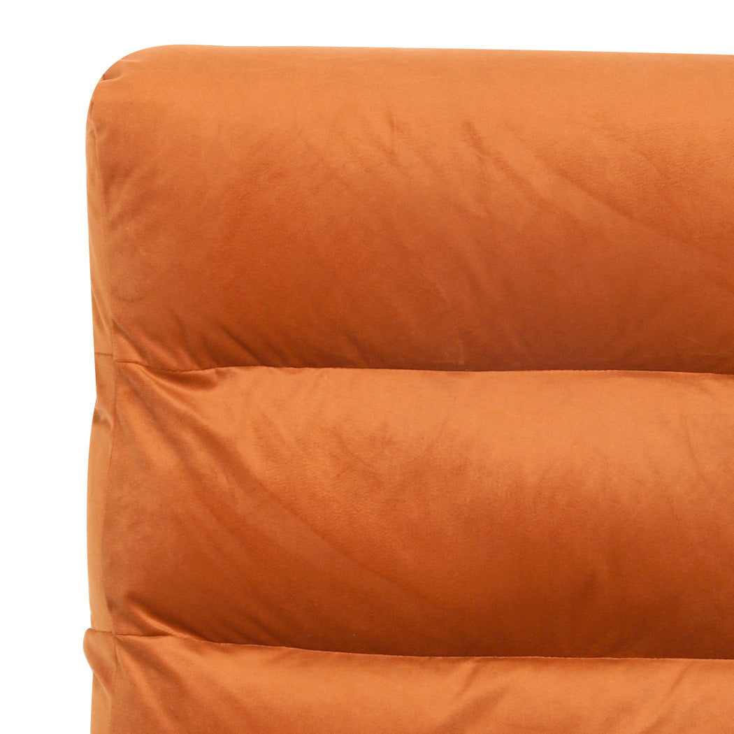 Premium Metal Framed Lounge Chair Velvet in Orange  High Back Support | Orange colour