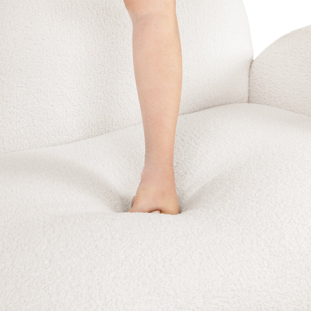 Luxury Cloud Sofa 3 Seater Sherpa Fleece White  Adjustable Height