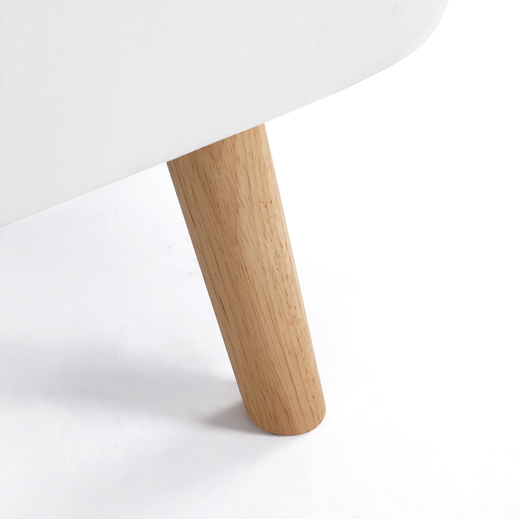 Cream Leather Ottoman Footstool 46x36x40cm