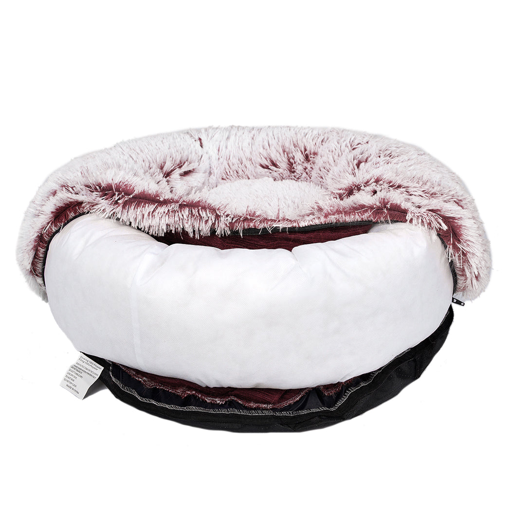 Pet Bed Cat Dog Donut Nest Calming XL Pink X-Large