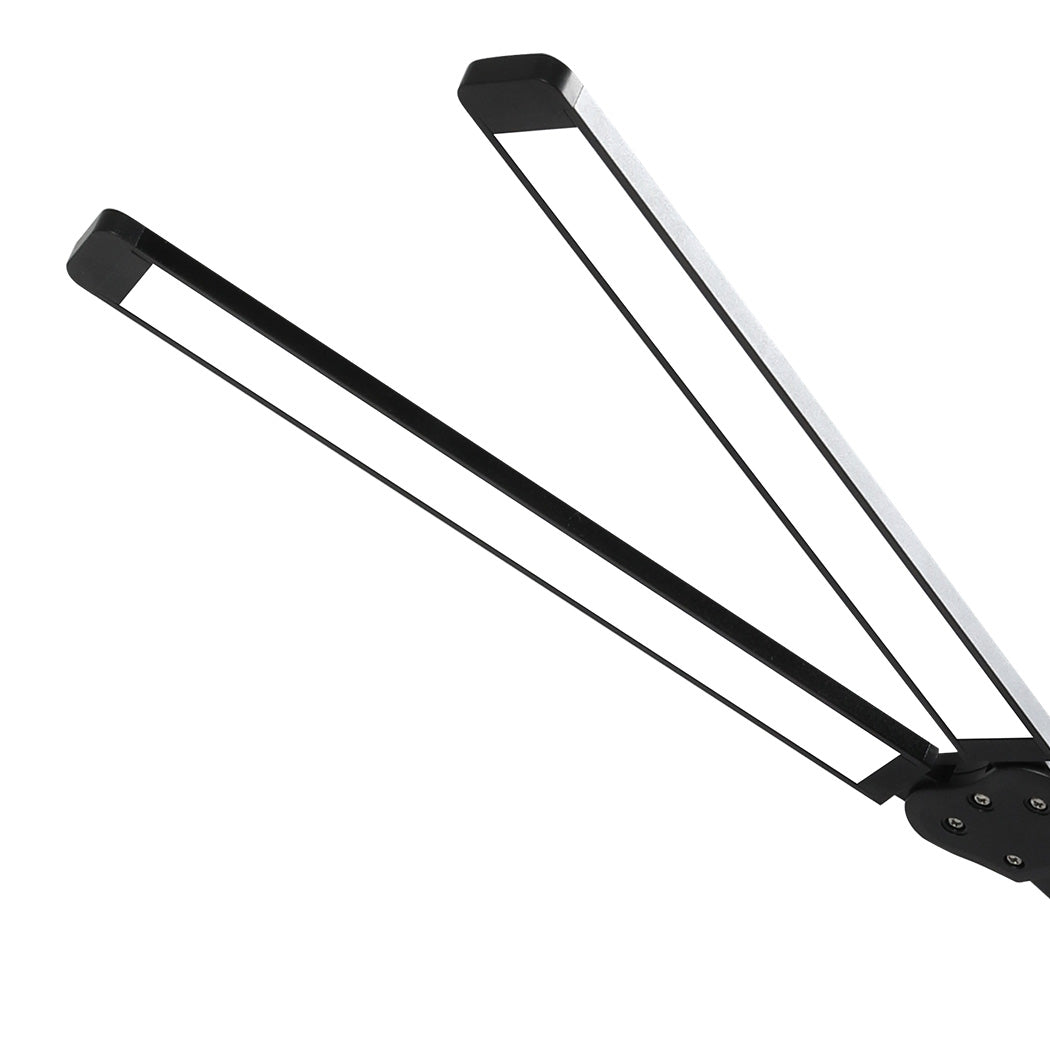 Ergonomic Double Head LED Desk Lamp Dimmable With Clamp  Wood Finish | Double