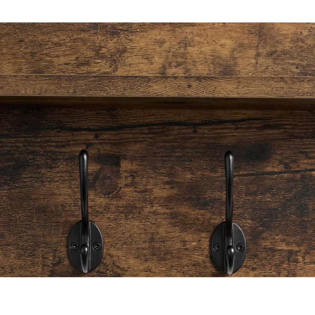 Wall Mounted Coat Rack Shelf Hooks Set 2pc | Simpledeals