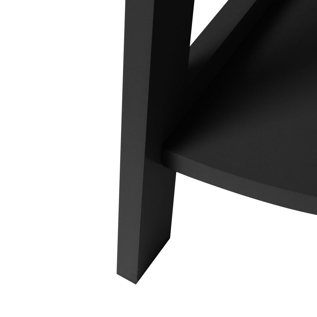 Contemporary 5 Tier Corner Shelf Wooden Storage Black  Durable Frame