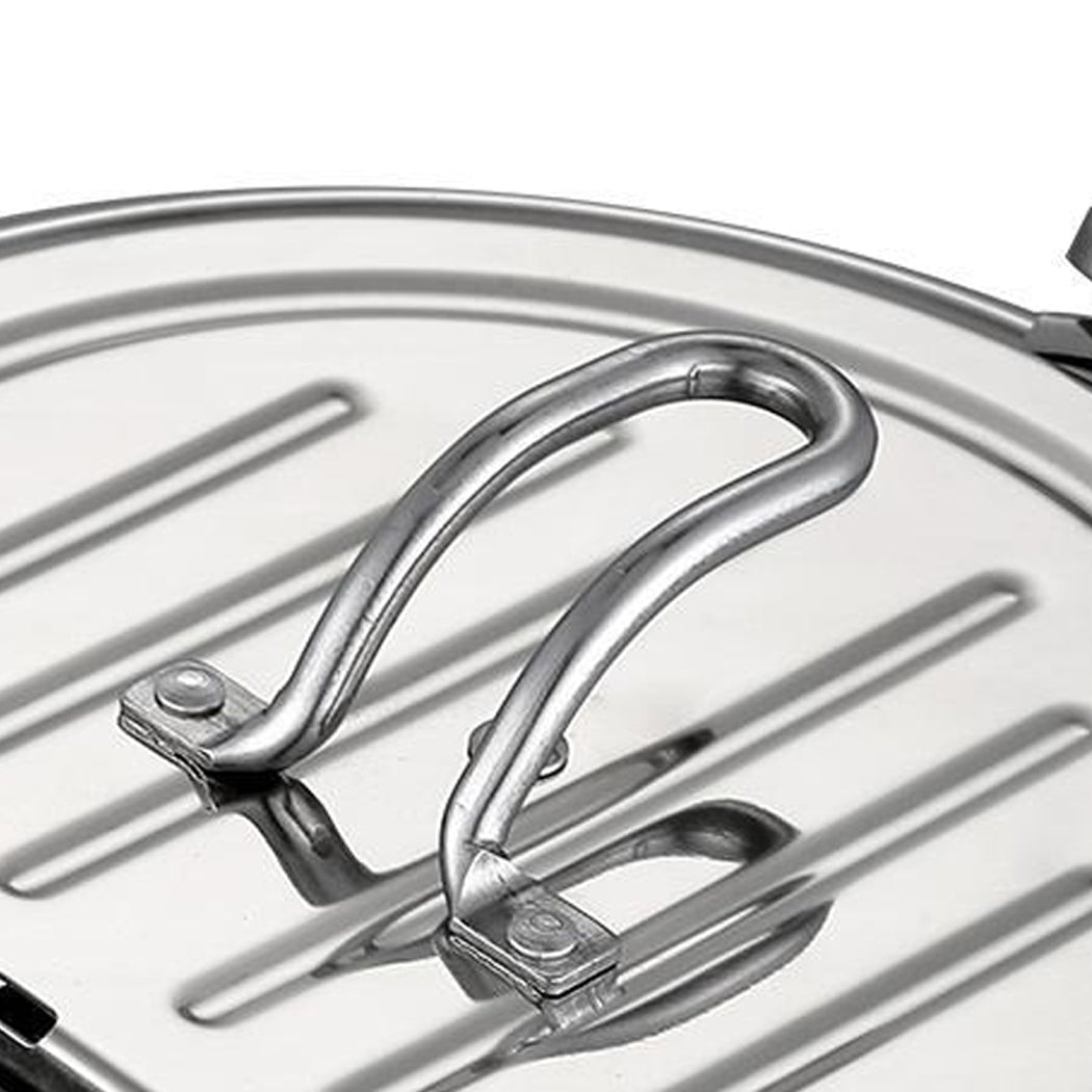 24cm Japanese Deep Frying Pan Pot with Thermometer Kitchen Tempura Fryer Silver
