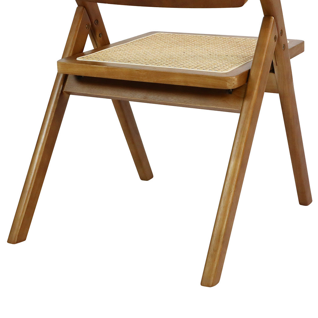 Functional 6X Foldable Rattan Dining Chairs  Wood Finish Classic
