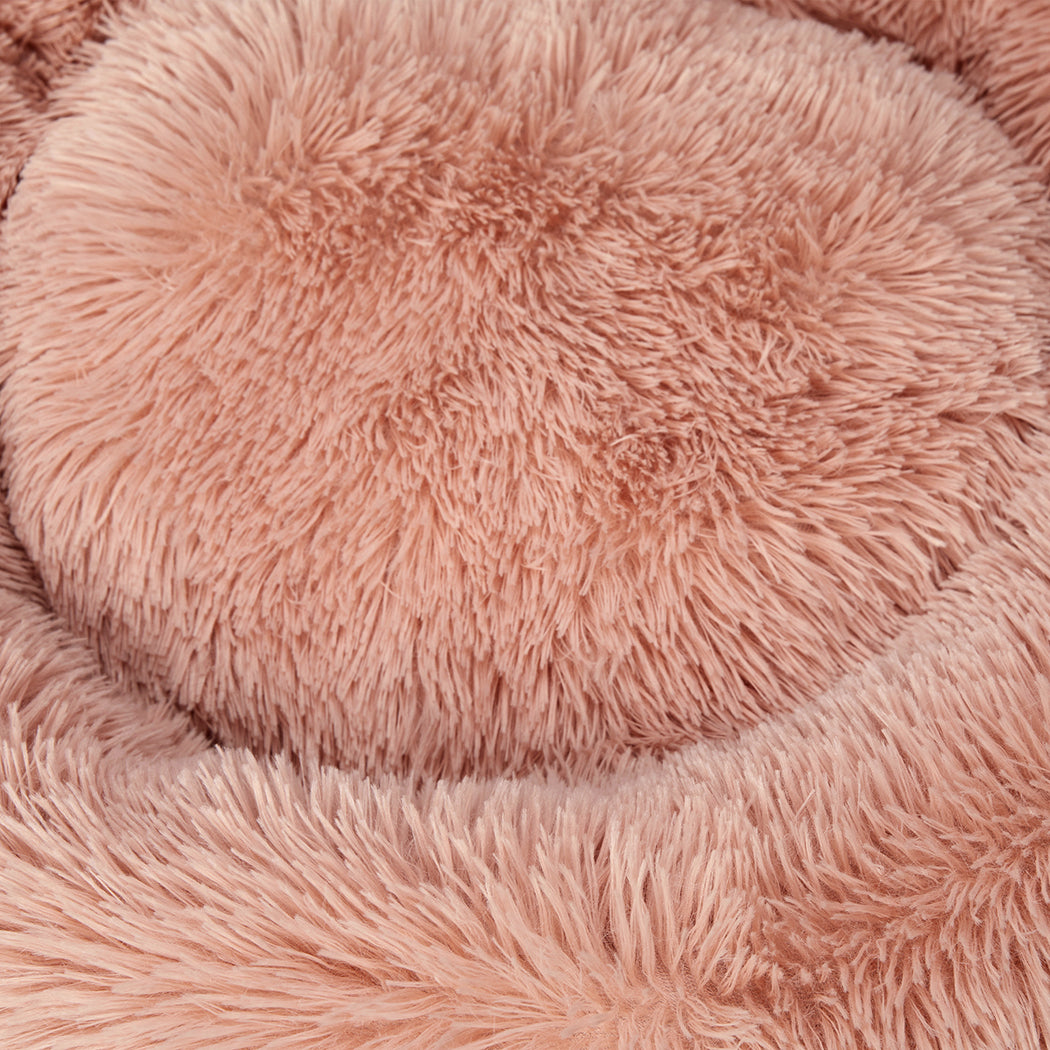 Pet Bed Cat Dog Donut Nest Calming L Pink Large