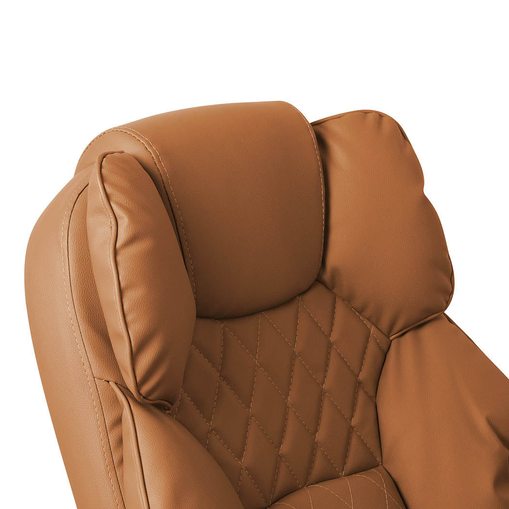 Gaming Chair Office Computer Brown Footrest