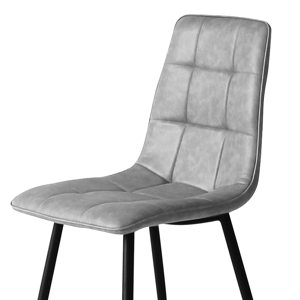 4x Dining Chairs Lounge Room Padded Seat PU Leather Grey/Blue