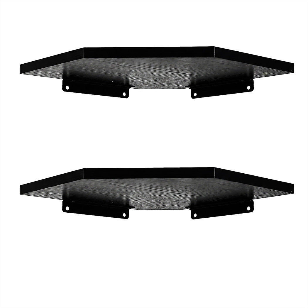 Corner Wall Shelves 2pc Floating Storage Black | Simpledeals