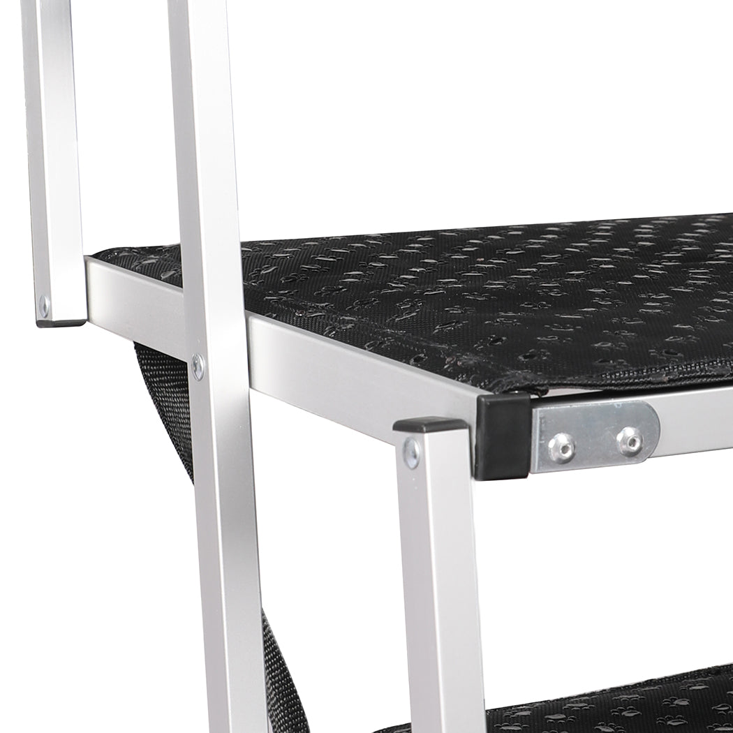 5-Step Dog Ramp Adjustable Height Black Portable Pet Stairs for Dogs
