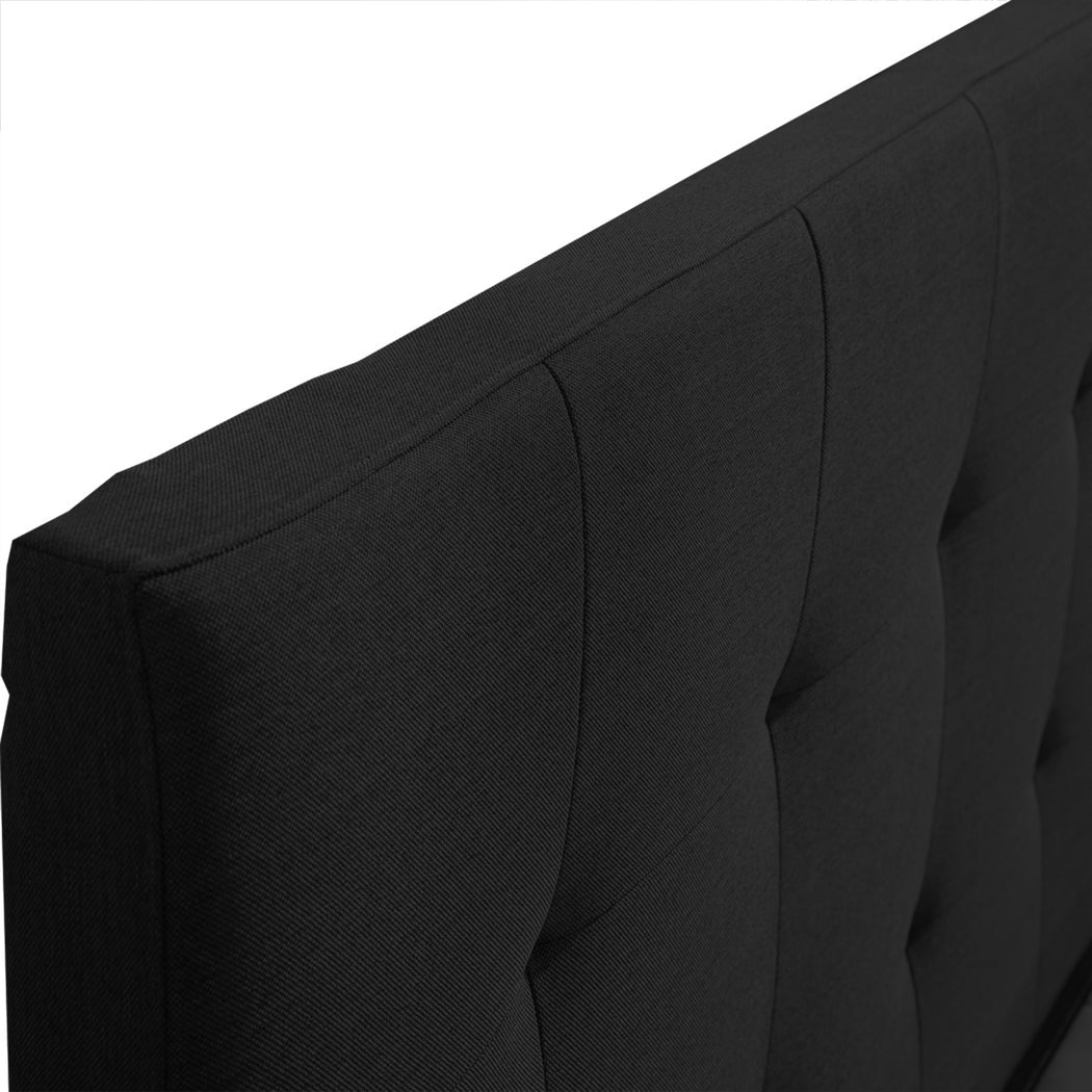 Queen Bed Frame Tufted Fabric Upholstered Dark Grey
