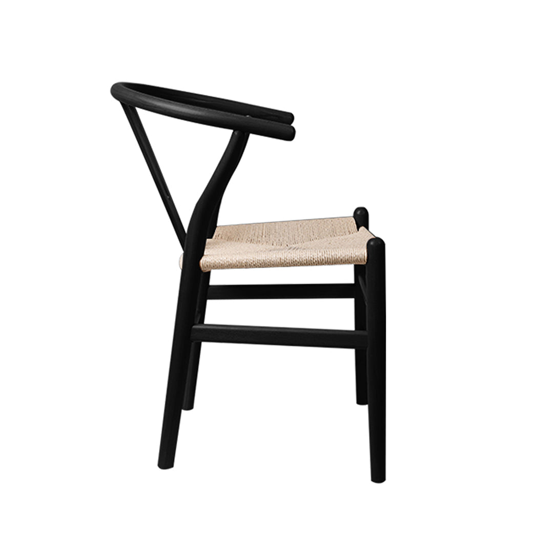 Ergonomic 2x Dining Chairs Wooden Hans Black  Premium Quality Build | Black colour