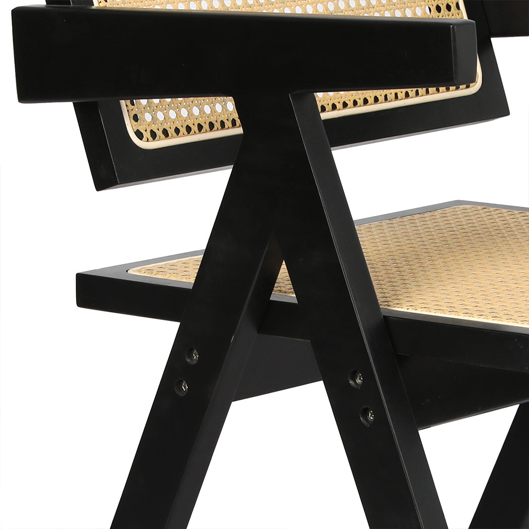 Premium 1x Black Wicker Armchair Dining Chair  Easy Assembly, Black colour