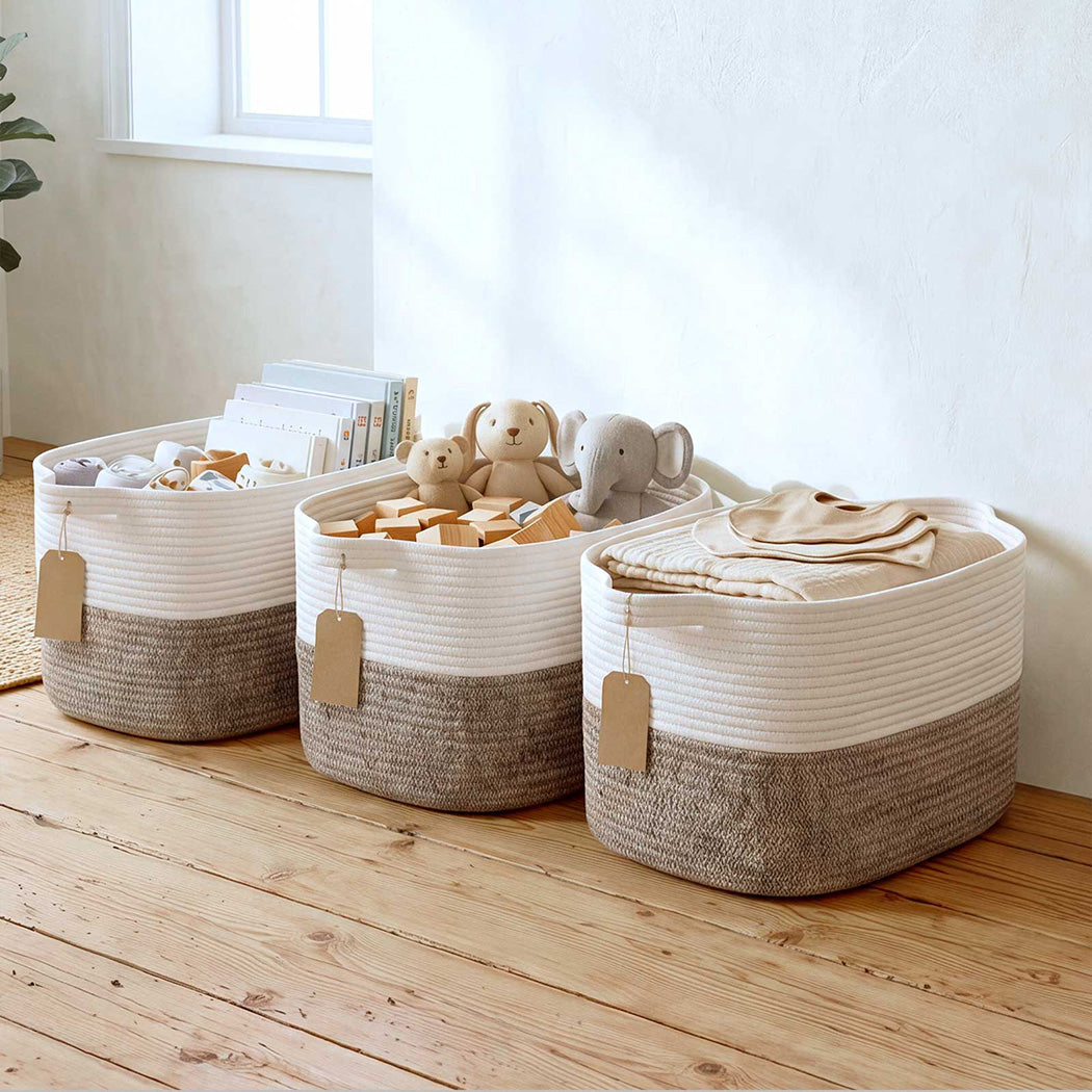 Foldable Cotton Brown - White 33x25.5x23cm