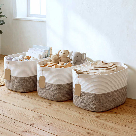 Foldable Cotton Brown - White 33x25.5x23cm