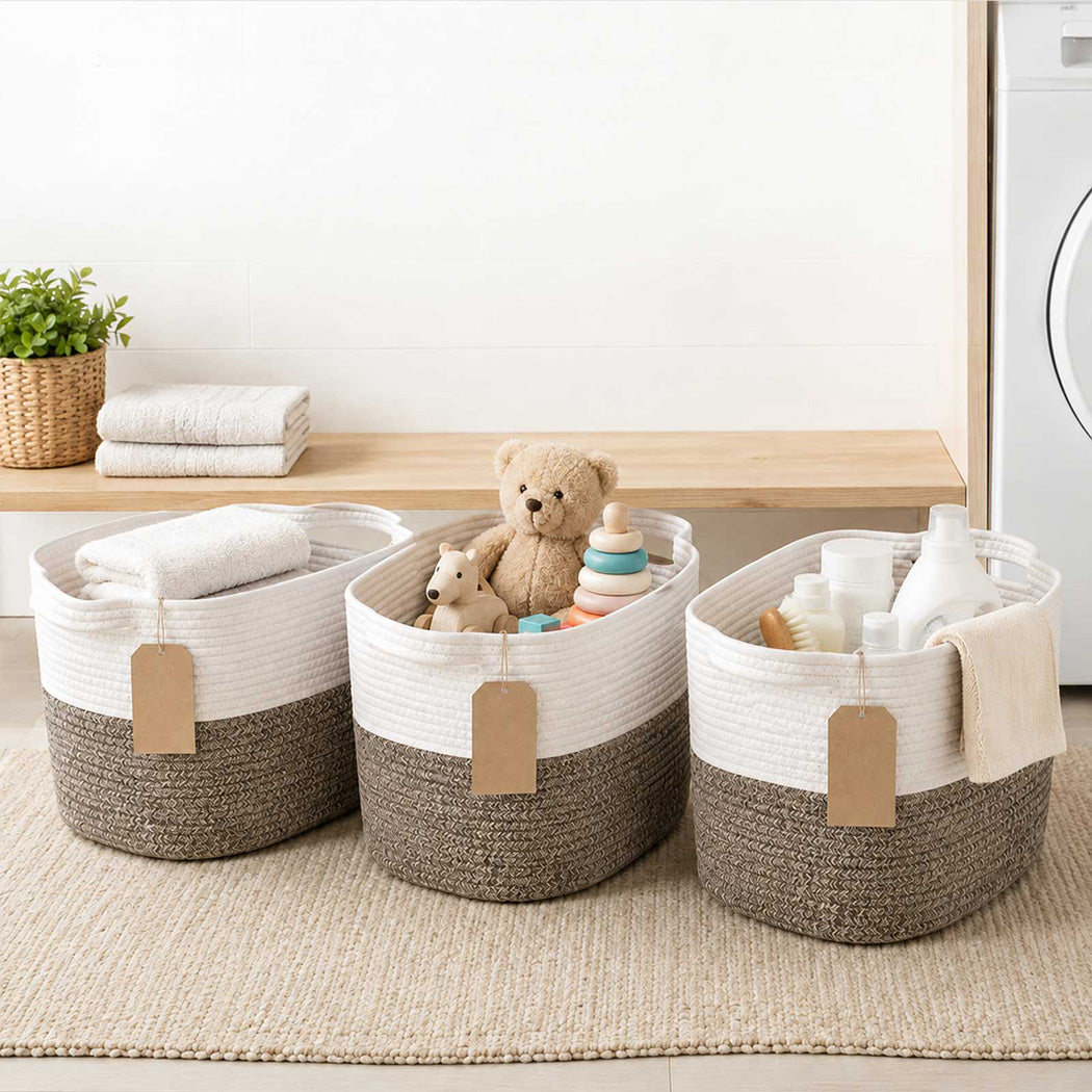 Foldable Cotton Brown - White 33x25.5x23cm