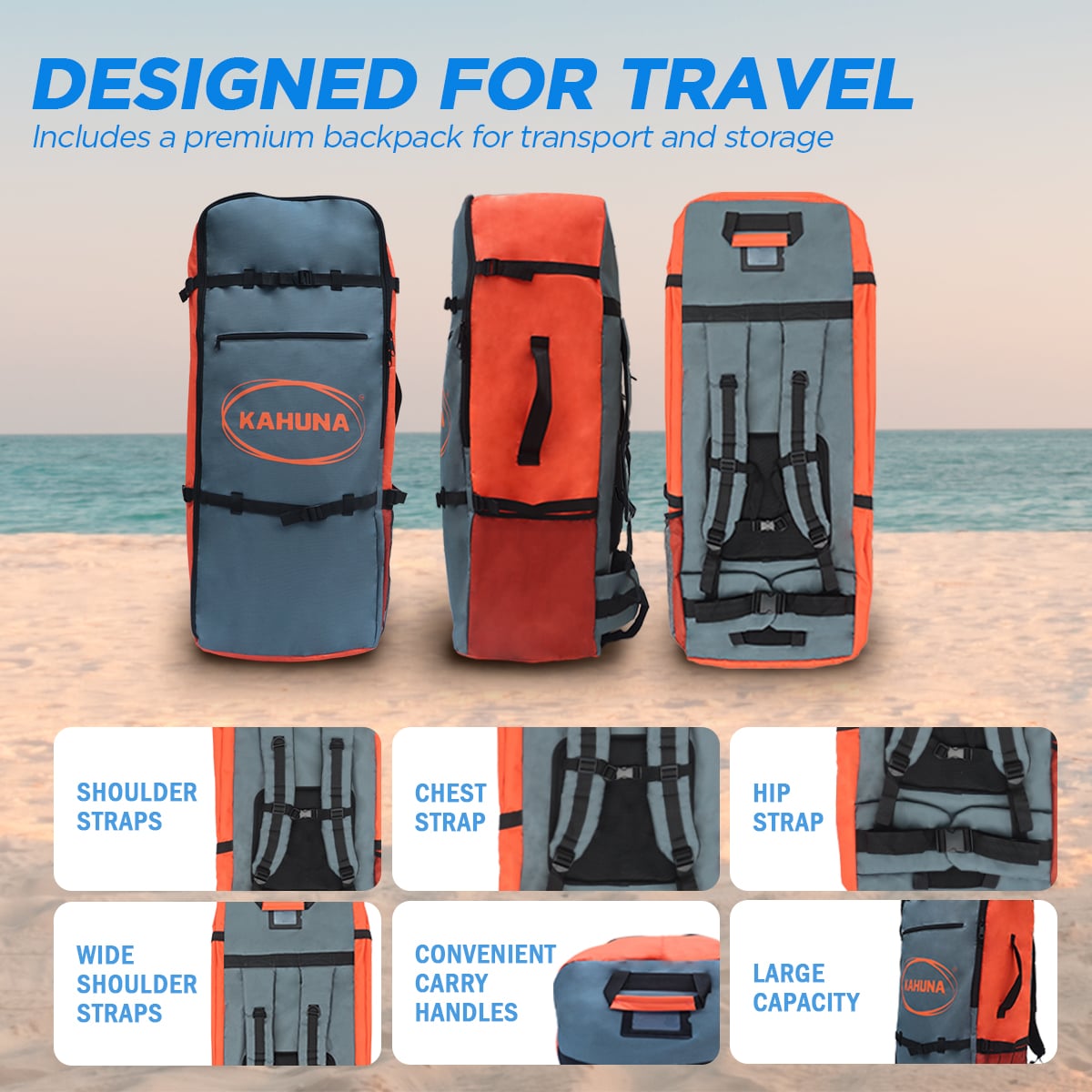 Inflatable Paddle Board Orange Package 305x80x15cm
