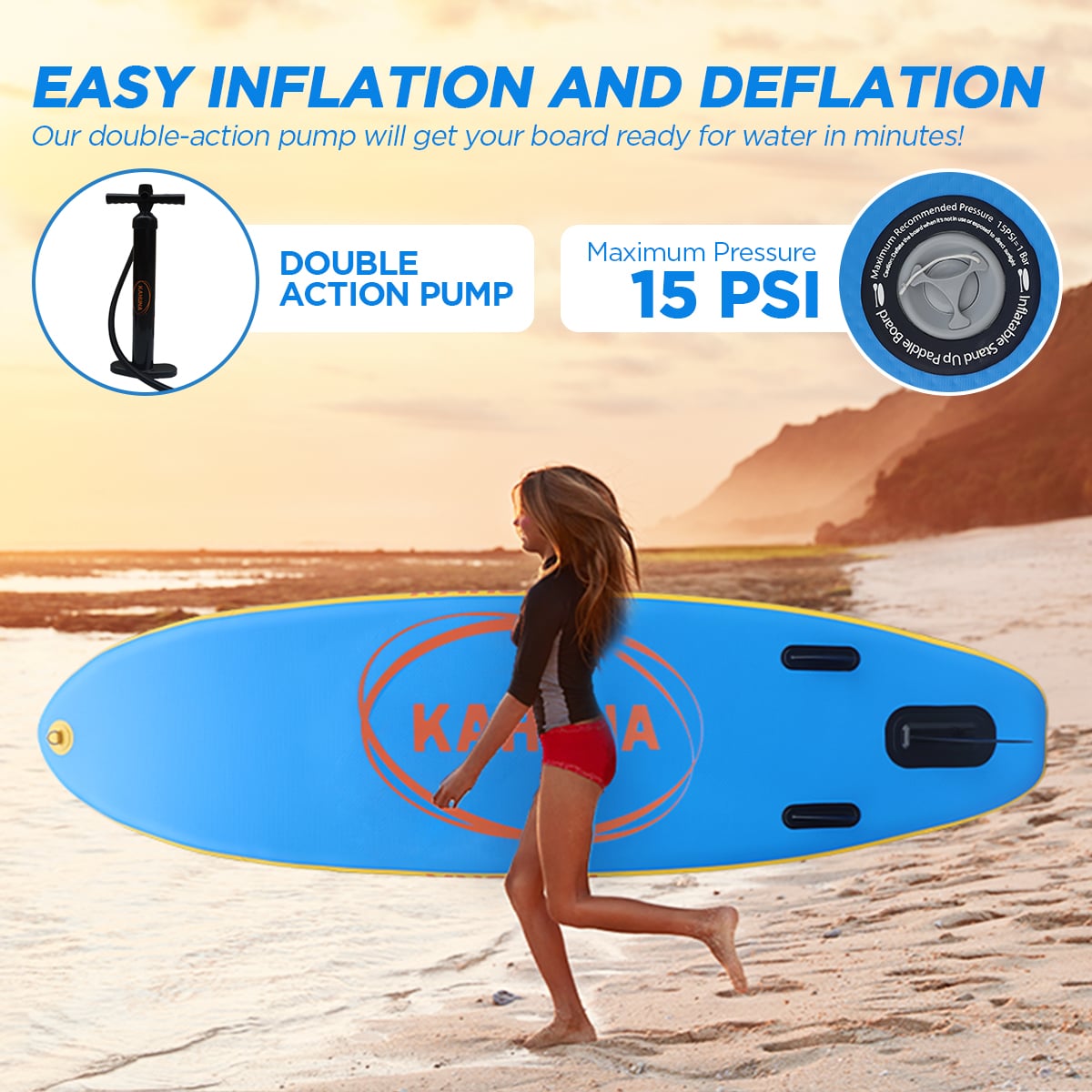 Inflatable Paddle Board Orange Package 305x80x15cm