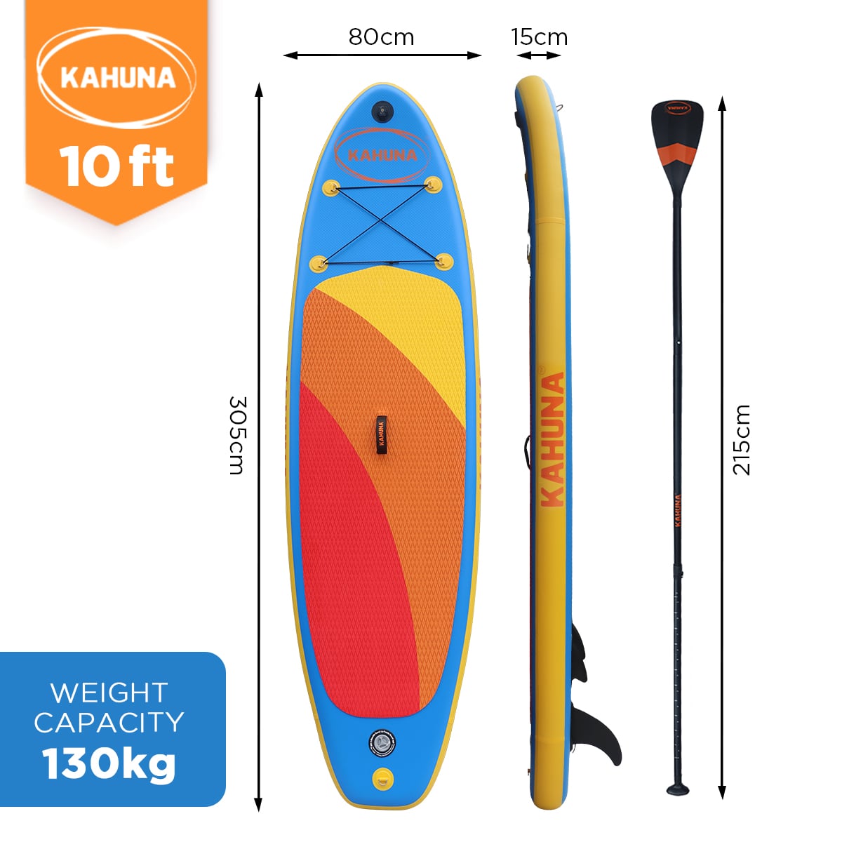 Inflatable Paddle Board Orange Package 305x80x15cm