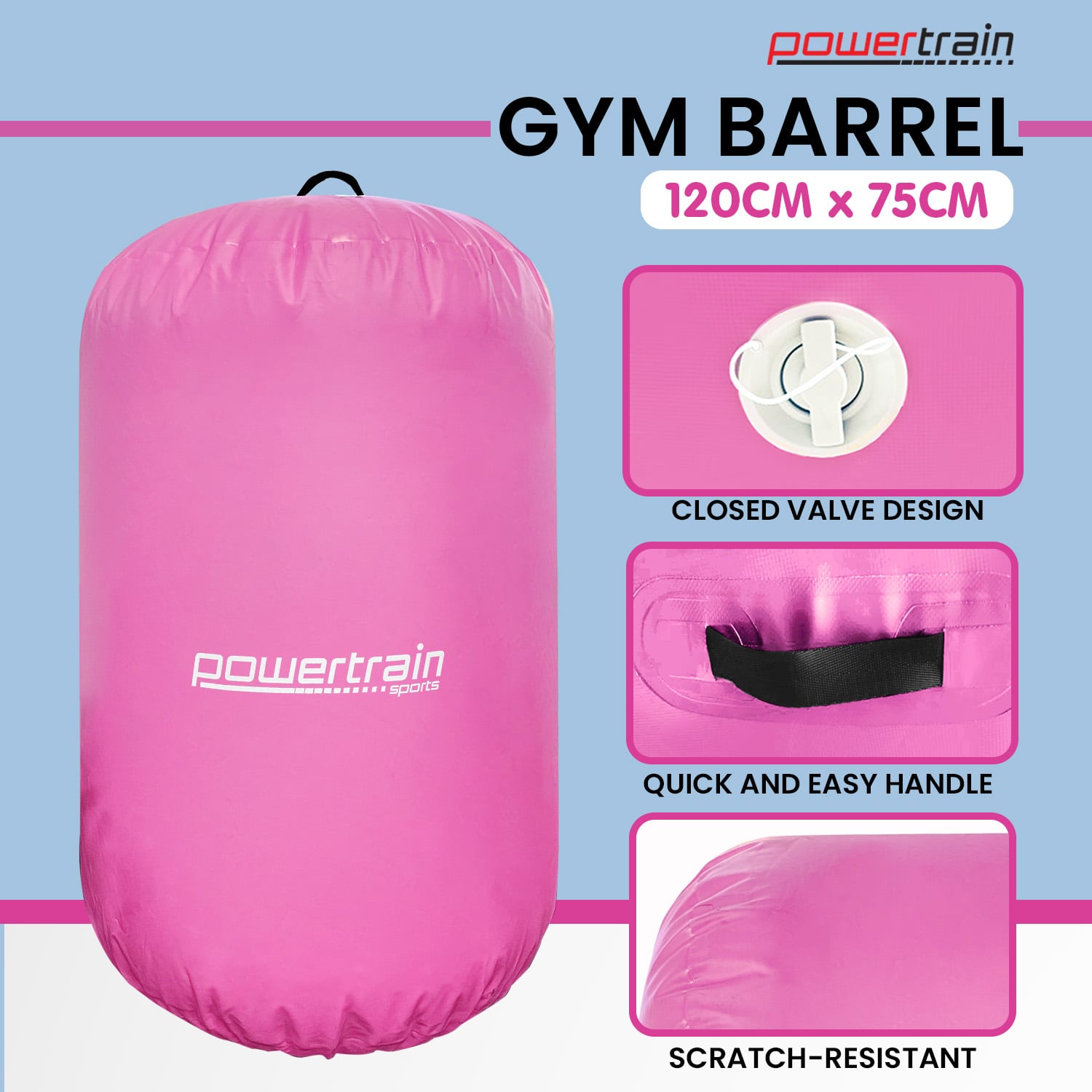 Inflatable Exercise Roller Pink 120x75cm