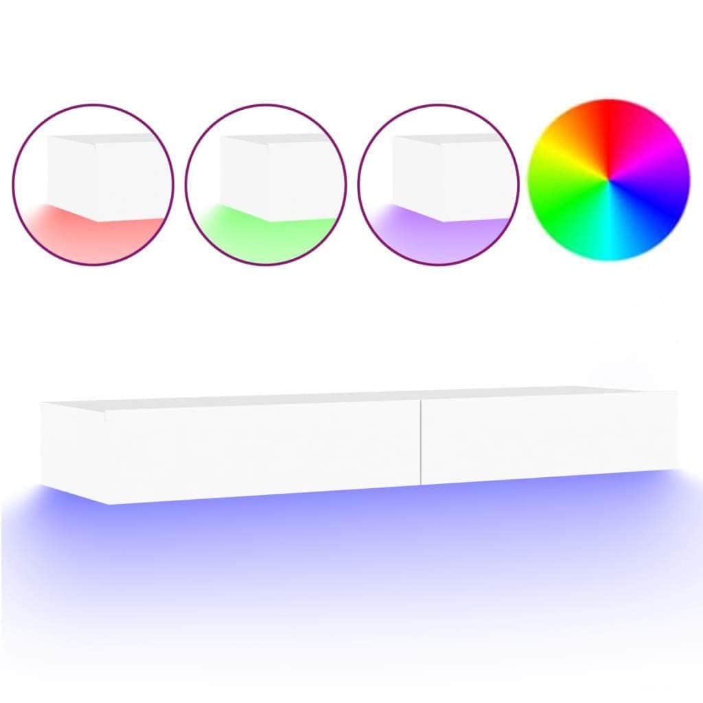 Illuminating Elegance: White TV Cabinet with LED Lights