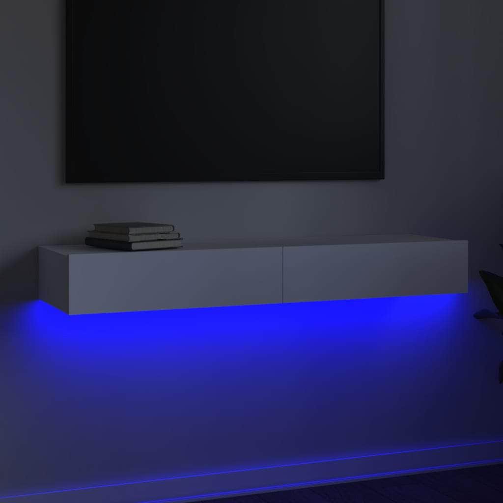 Illuminating Elegance: White TV Cabinet with LED Lights