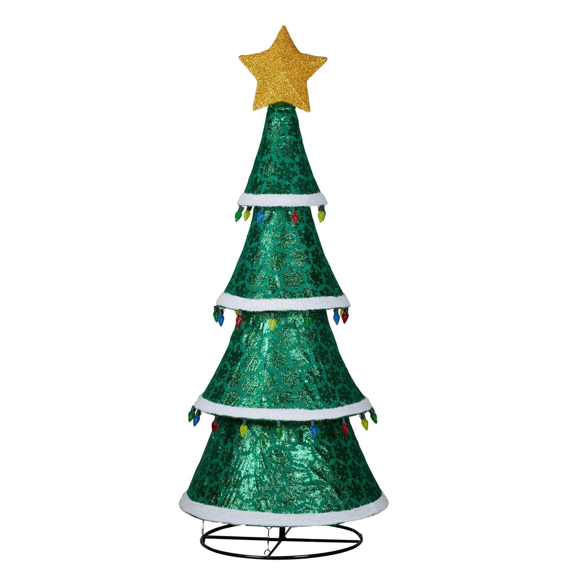 38dsd - Indoor/Outdoor Tiered Christmas Tree with Lights - 205cm
