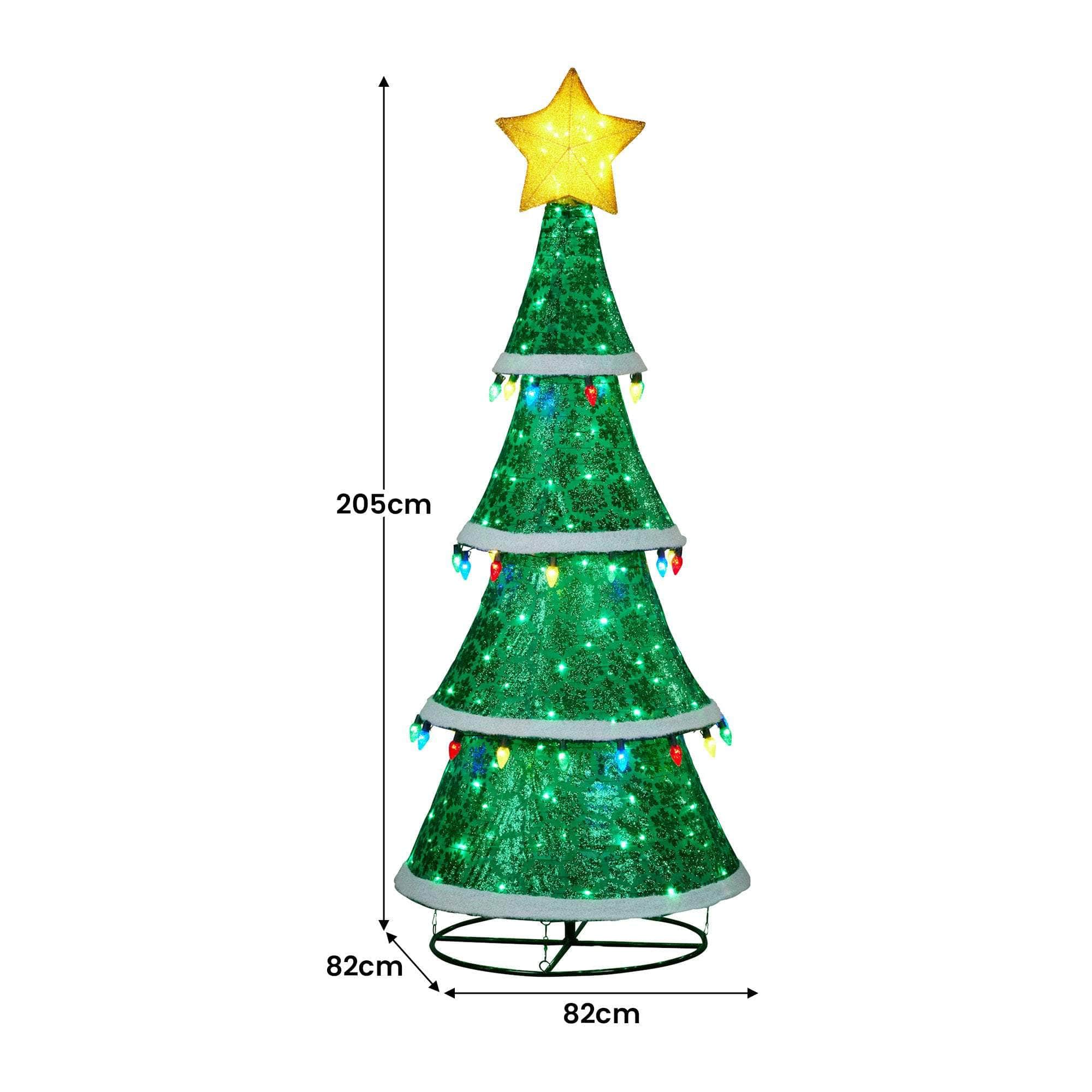Indoor/Outdoor Tiered Christmas Tree with Lights - 205cm | 38dsd