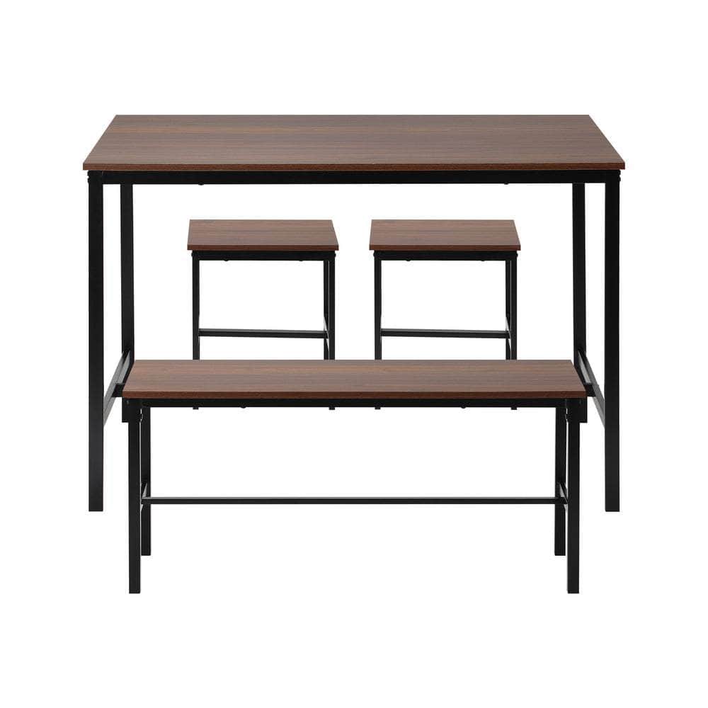 Industrial Dining Table 4 Seaters with Kitchen Bench Chairs Natural