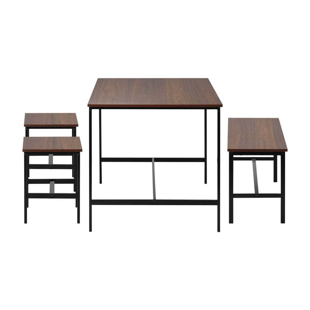 Industrial Dining Table 4 Seaters with Kitchen Bench Chairs Natural