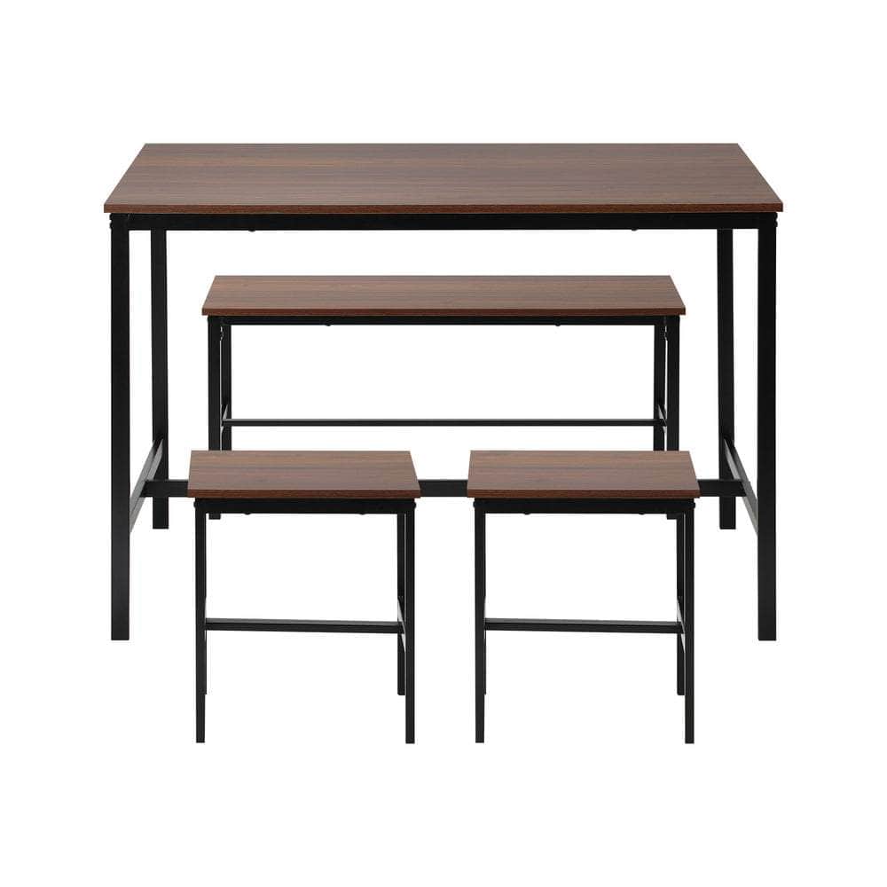 Industrial Dining Table 4 Seaters with Kitchen Bench Chairs Natural
