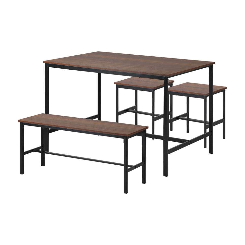 Industrial Dining Table 4 Seaters with Kitchen Bench Chairs Natural