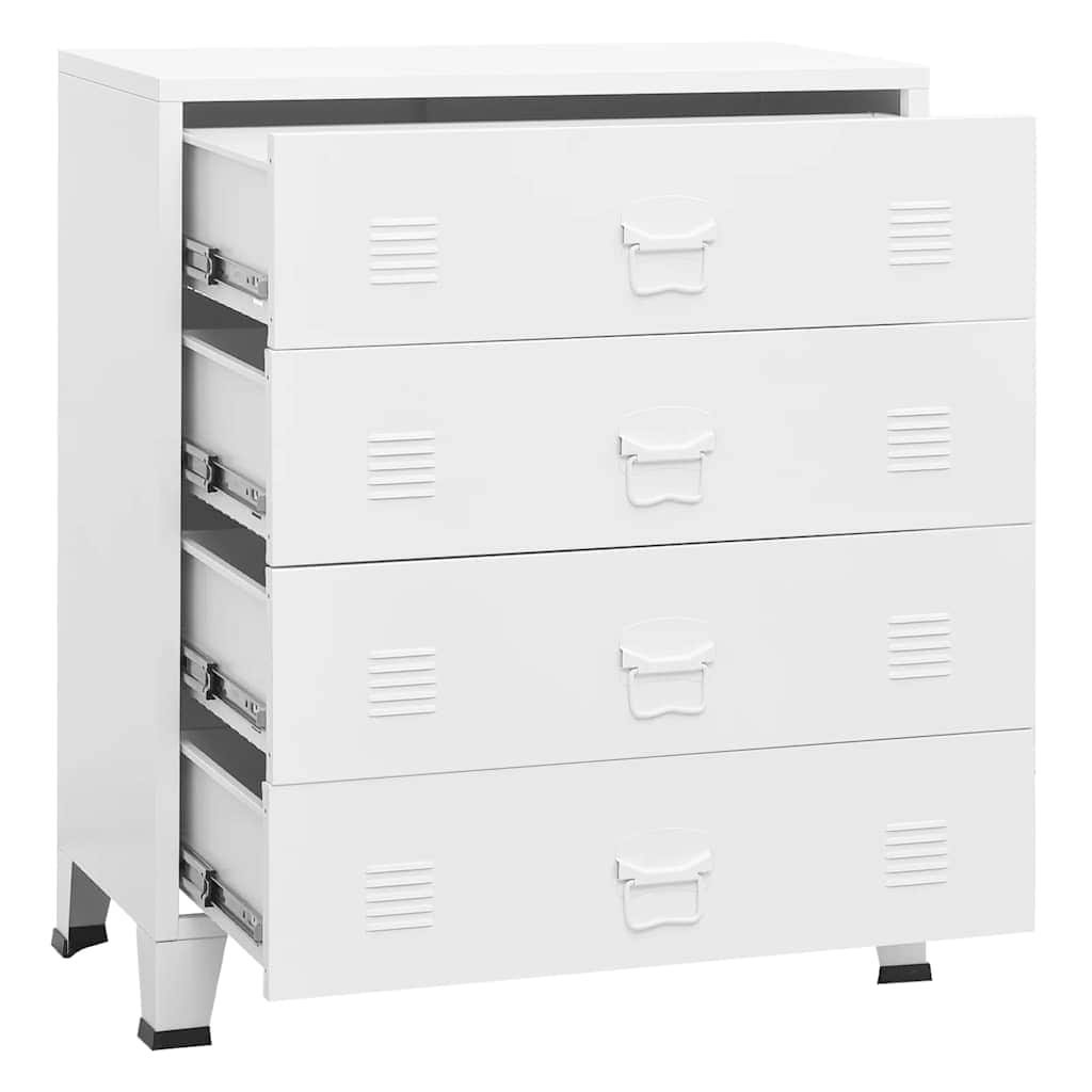 Industrial Drawer Cabinet White Metal