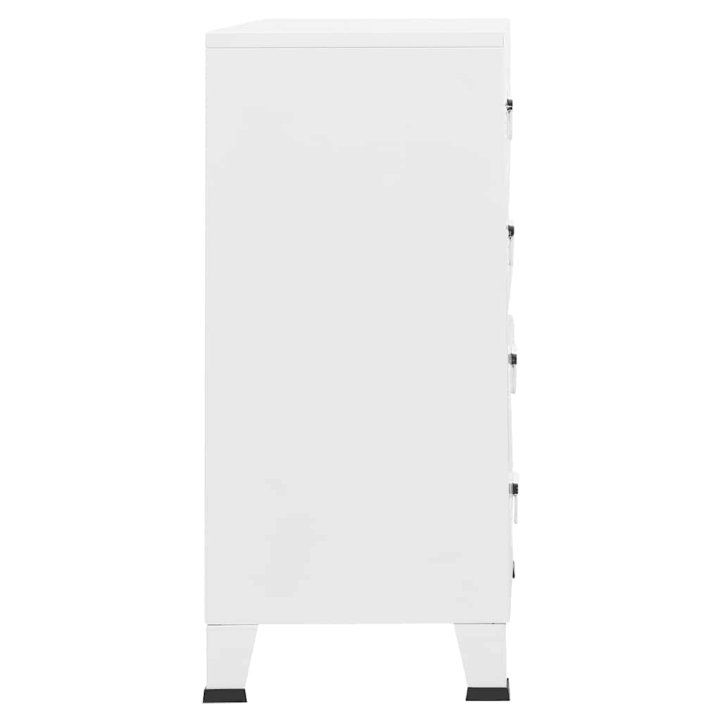 Industrial Drawer Cabinet White Metal
