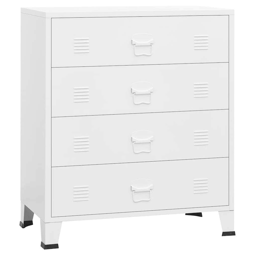 Industrial Drawer Cabinet White Metal