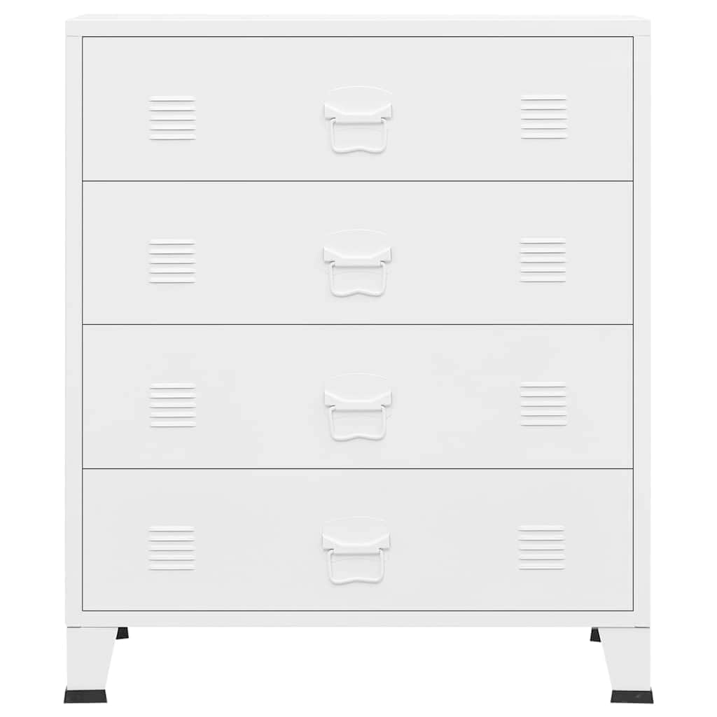 Industrial Drawer Cabinet White Metal