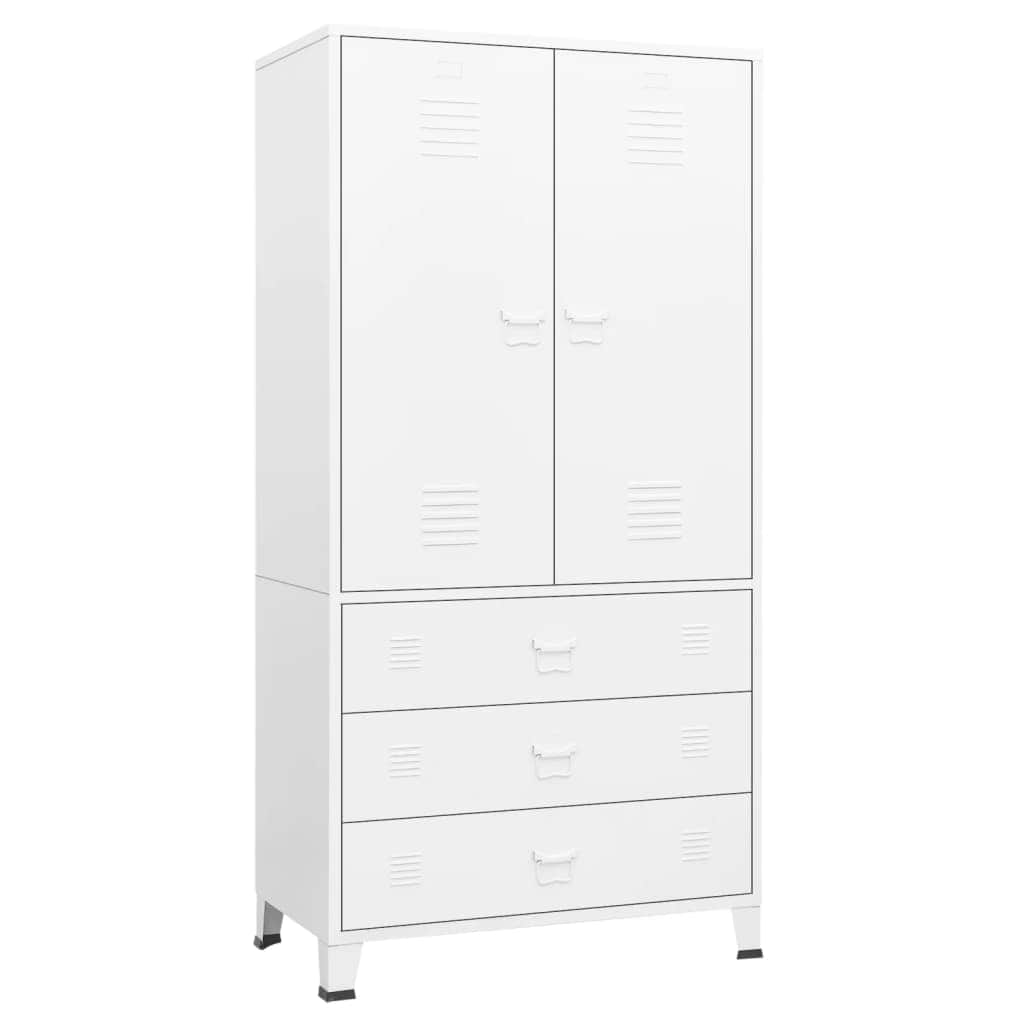 Industrial Wardrobe White Metal