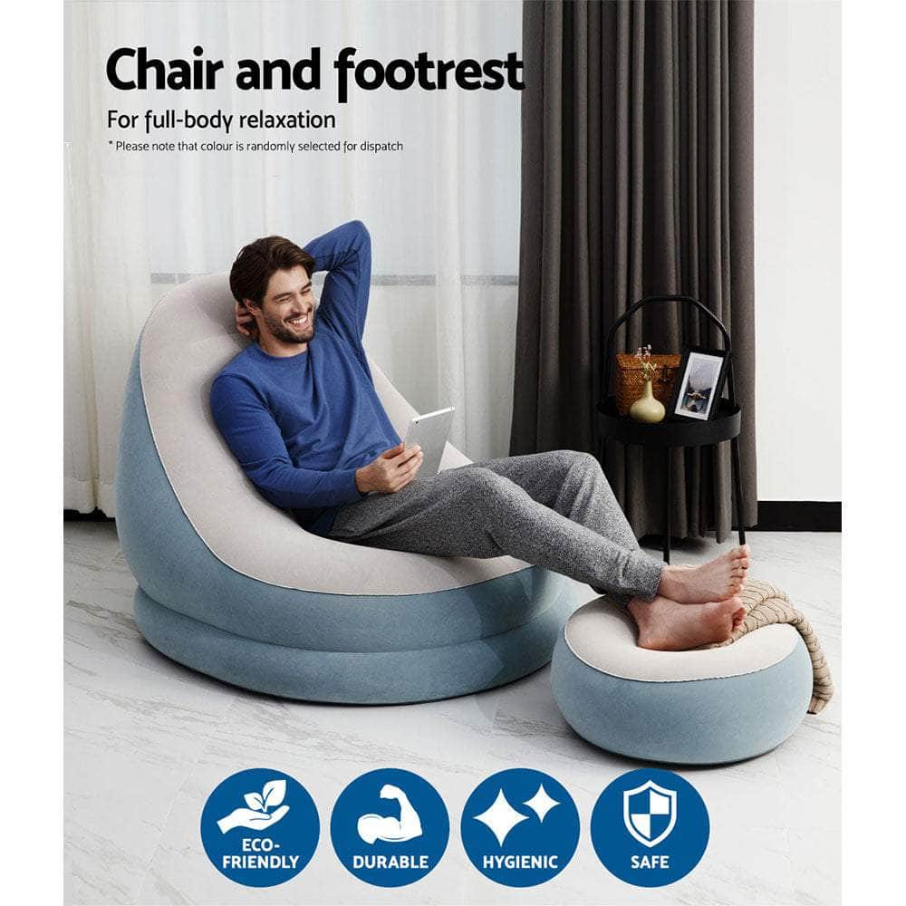 Inflatable Air Chair Seat Couch Lazy Sofa Lounge Ottoman Purple/Blue